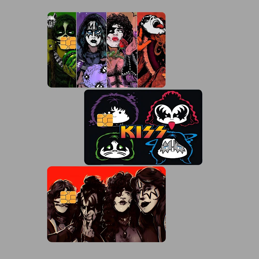 Retro-KISS Rock Band Fashion Matte Gold Silver Black Matte Film Skin Sticker Tape For Bank Credit Debit Card
