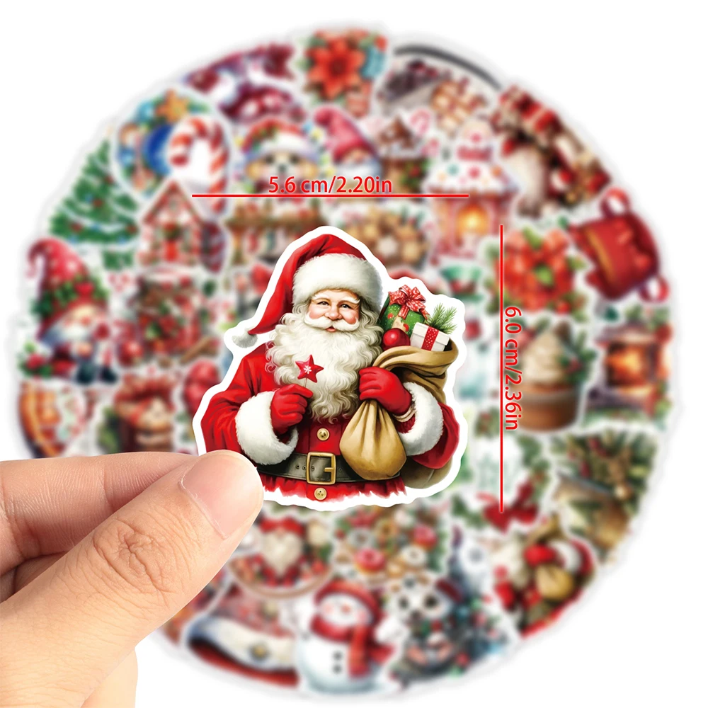 10/30/60pcs Retro Christmas Graffiti Stickers Cute Cartoon Snowman Animals Decals Luggage Notebook Phone Bike Sticker Kids Toy