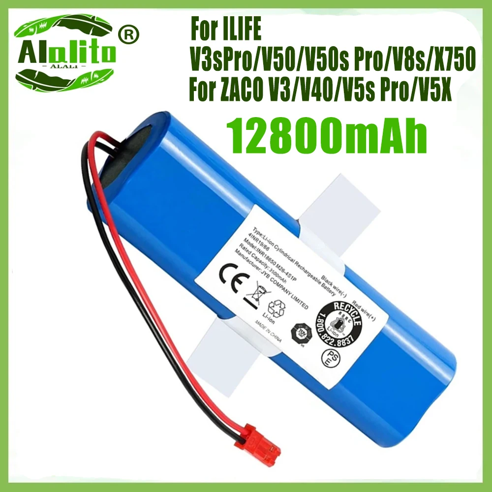 

14.8V Battery 12800mAh Lithium Battery for ILIFE V3s Pro V50 V5s Pro V8s V80 Max B5 Max S5 Pro X750 Robot Vacuum Cleaner Battery