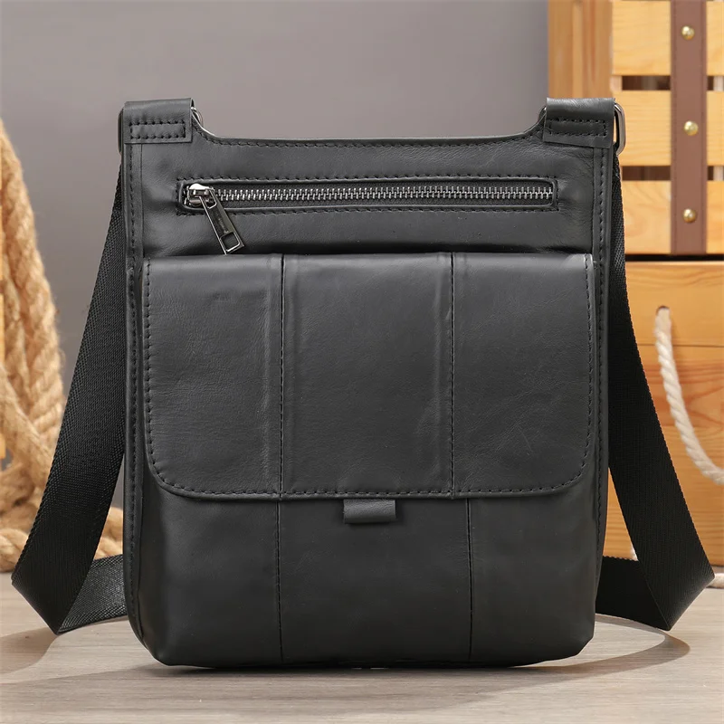 Bolsos de hombro de cuero para hombre, bandoleras cruzadas de estilo informal, a la moda, para uso diario