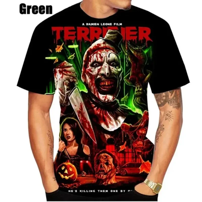 Hot Sale Horror Movie Round Neck Short Sleeve New Terrifier 3D Printing T-Shirt Clown Fashion Unisex Casual Tops T-shirt for Men