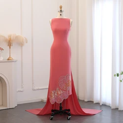 Elegant O-Neck Sleeveless Evening Dresses Fashion Butterfly Beaded Sequined Straight Prom Gowns Women Wedding Party Dresses