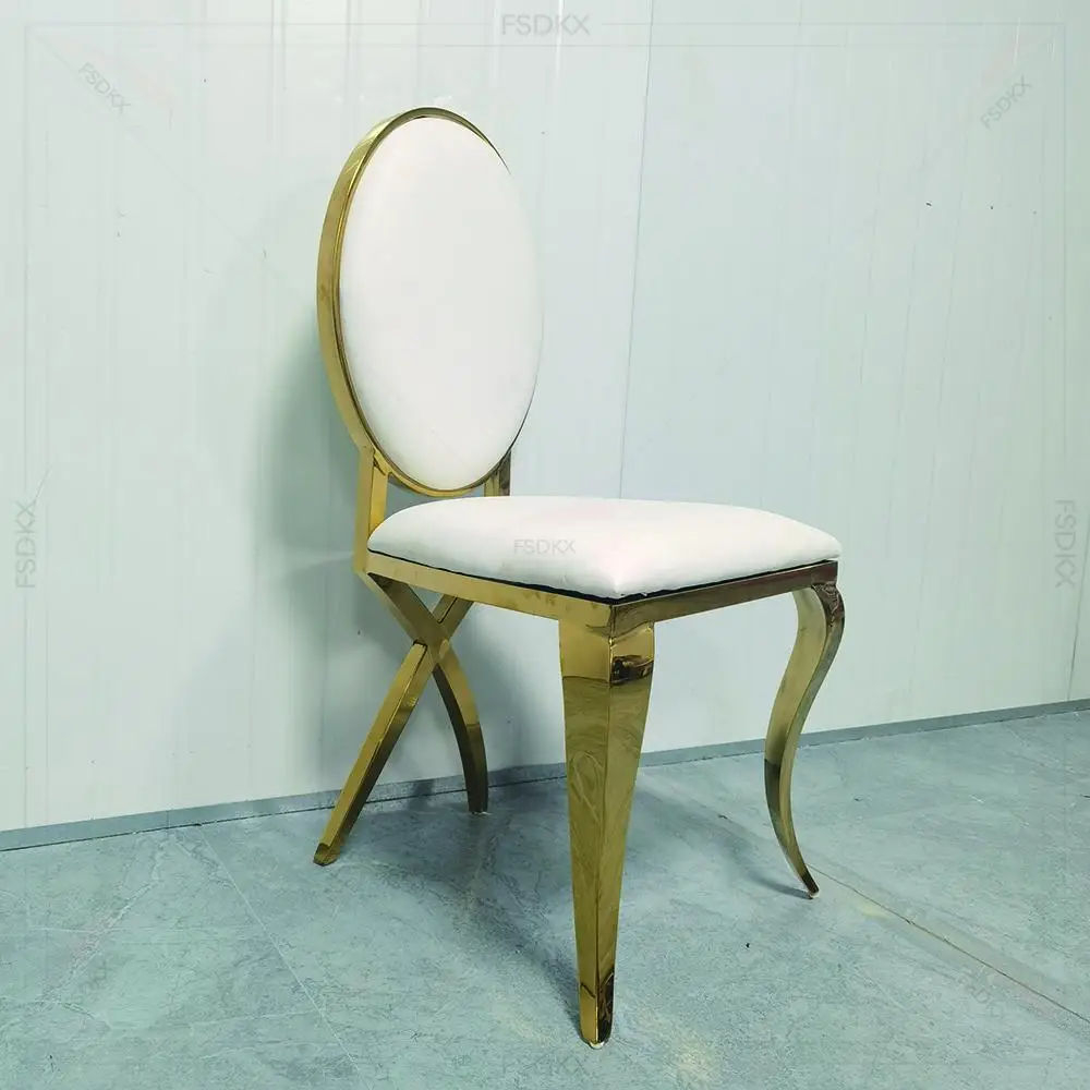 Large Golden Stainless Steel Cross Legs Leather Wedding Chairs for Events Wedding