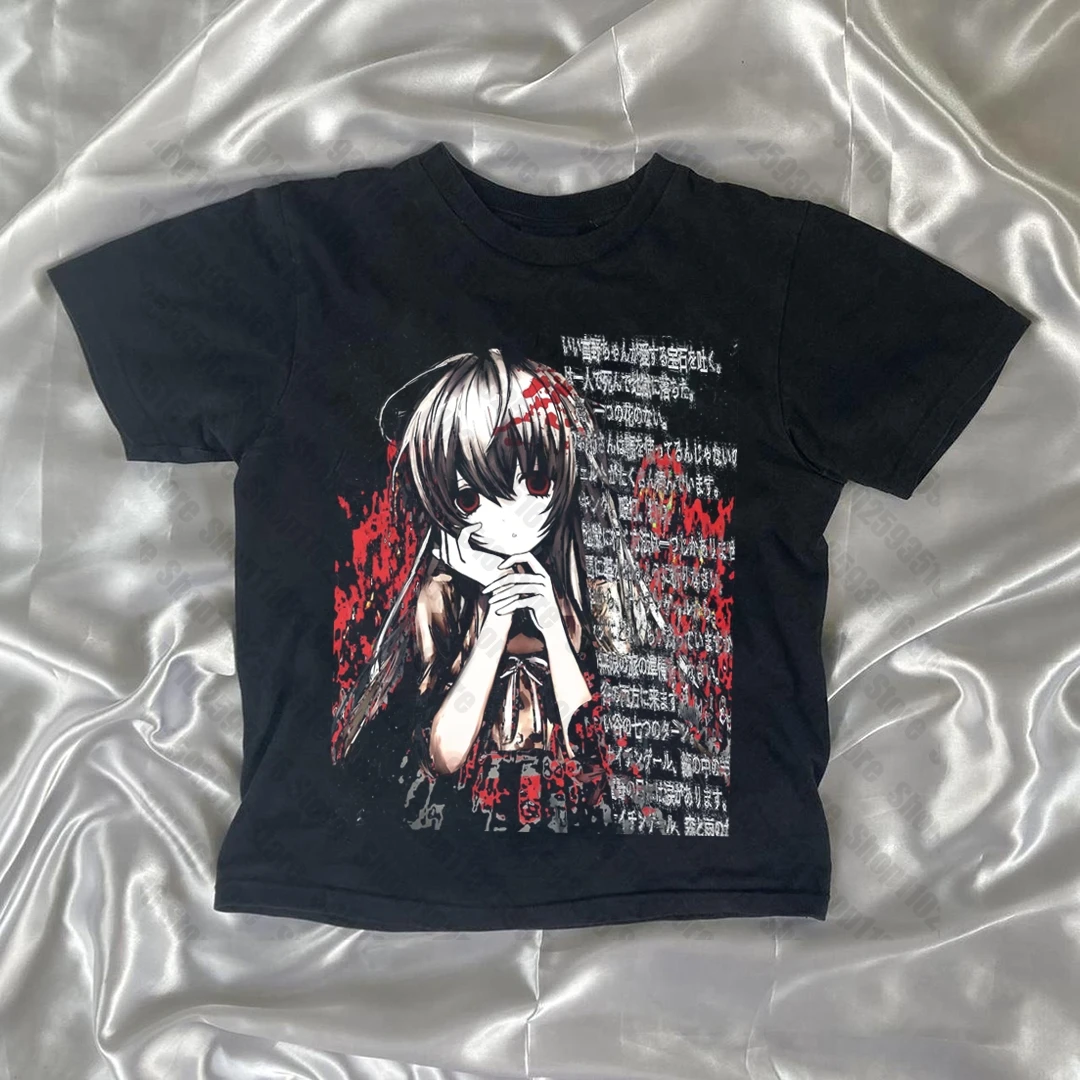 تي شيرت حريمي Y2k كيتي 2000s تي شيرت للنساء ملابس الجرونج Harajuku جرافيك تي شيرت Y2k Emo تي شيرت نسائي ملابس نسائية