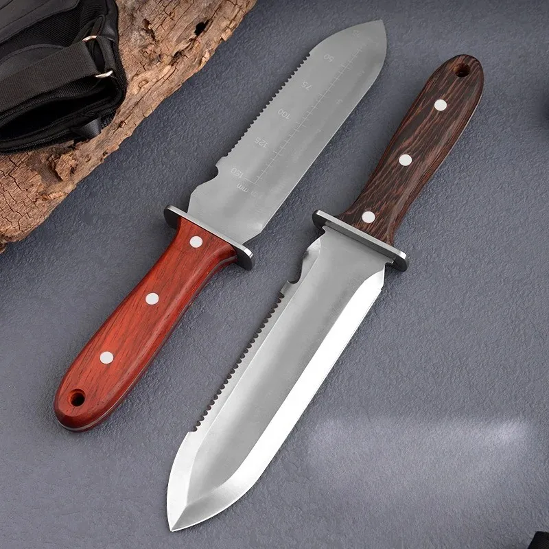 1Pc Professional Hori Hori Garden Knife with Sheath Protective Handguard Stainless Steel Blade for Weeding Digging Pruning