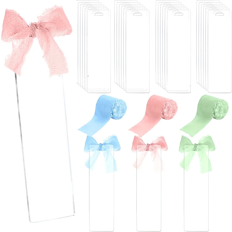 AT82-123PCS Ribbon DIY Making Blank Transparent Acrylic Bookmark Kit Holiday Gift Decorations Tags