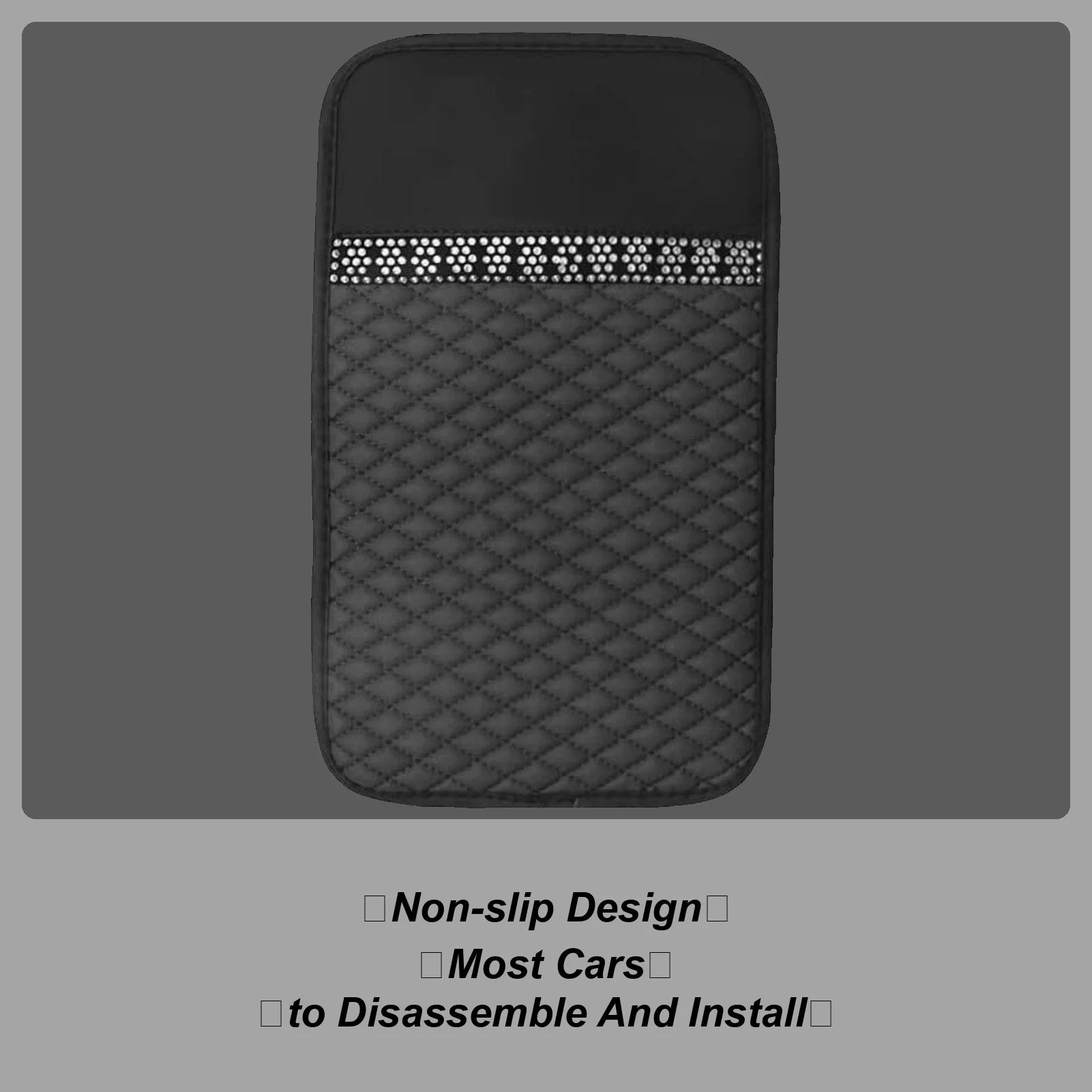 

Leather Car Armrest Cover Waterproof Car Console Cover Three-dimensional And Full Diamond Lattice Appearance To Add Luster To