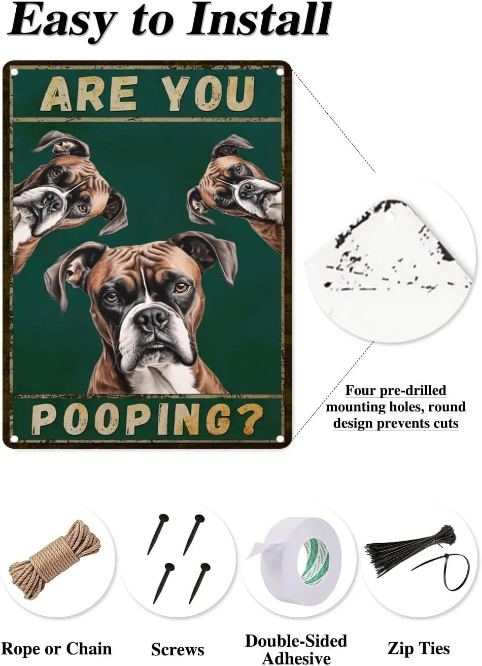 Metal Sign Dog Boxer Are You Pooping Sign Vintage Funny Sign Retro Aluminum Tin Signs for Home Kitchen Bathroom Garden Bar 8x12