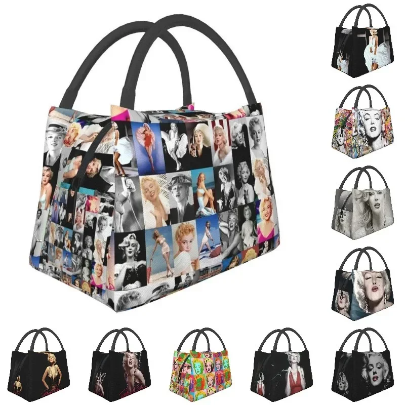 Marilyns-fiambrera térmica para mujer, bolsa de almuerzo con aislamiento de cantante y modelo americano Monroe Collage, enfriador impermeable para la escuela y la Oficina