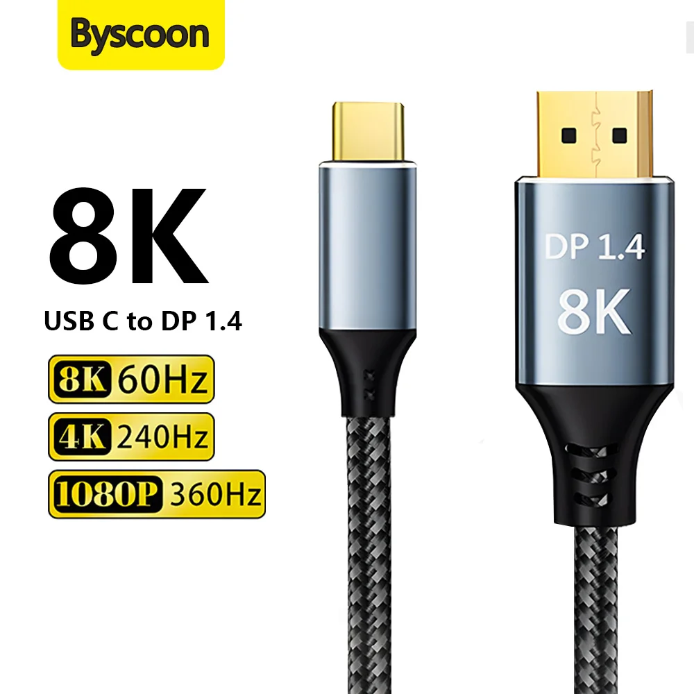 cabo-usb-c-para-dp-14-8k-@-60hz-4k-@-240hz-thunderbolt-unidirecional-4-3-para-displayport-compativel-com-iphone-16-macbook-pro-air-galaxy