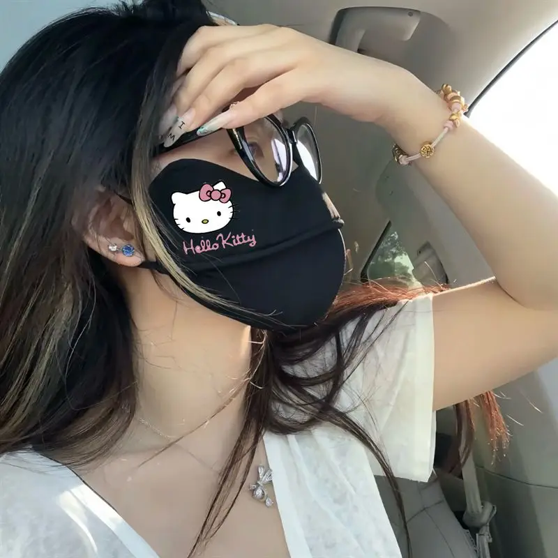

Adorable Hello Kitty Masks Colorful Breathable Fabric UV Protection Adjustable Ear Loops Summer Essentials for Women Gifts