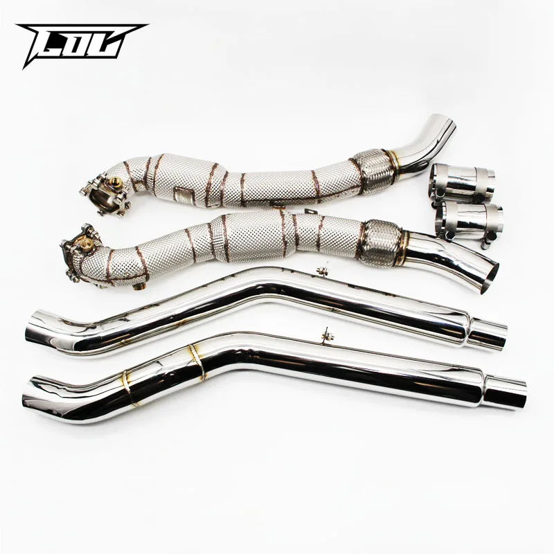 2026 HOT COC Performance Downpipe with Catalyst for S6 S7 C7 4.0T 2013-2018 Stainless Steel Downpipe 100cell-300cell