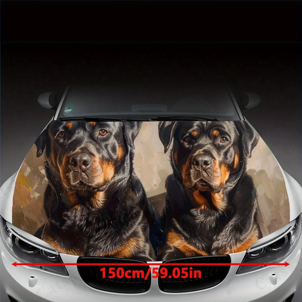 Double Rottweiler Car Hood Decal - UV - Resistant Durable Vinyl, Precise Auto Body Fit, Boosts Car Visual Appeal, Unique Pet - I
