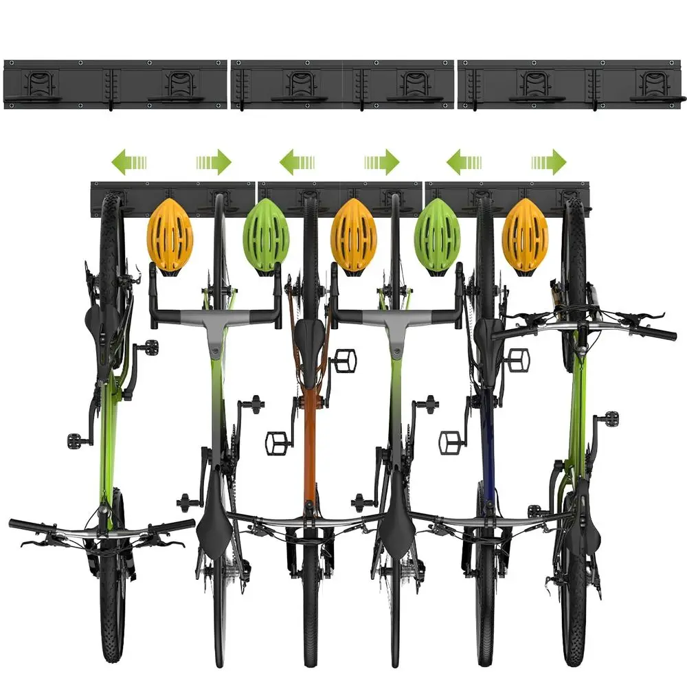 

Bike Storage Rack 48Inch for 6 Bikes 5 Helmets, 500lbs Capacity, Heavy Duty Steel Bicycle Wall Mount Hanger for Garage Storage,