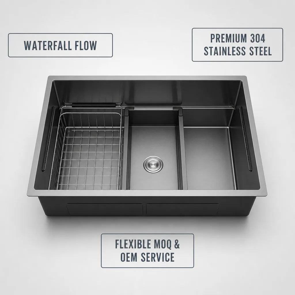 Automatic Drain Pipe Sink Kitchen Stainless Steel Workstation Modern Sink Kitchen Caravan Rv Kitchen Sink ODM OEM Apartment