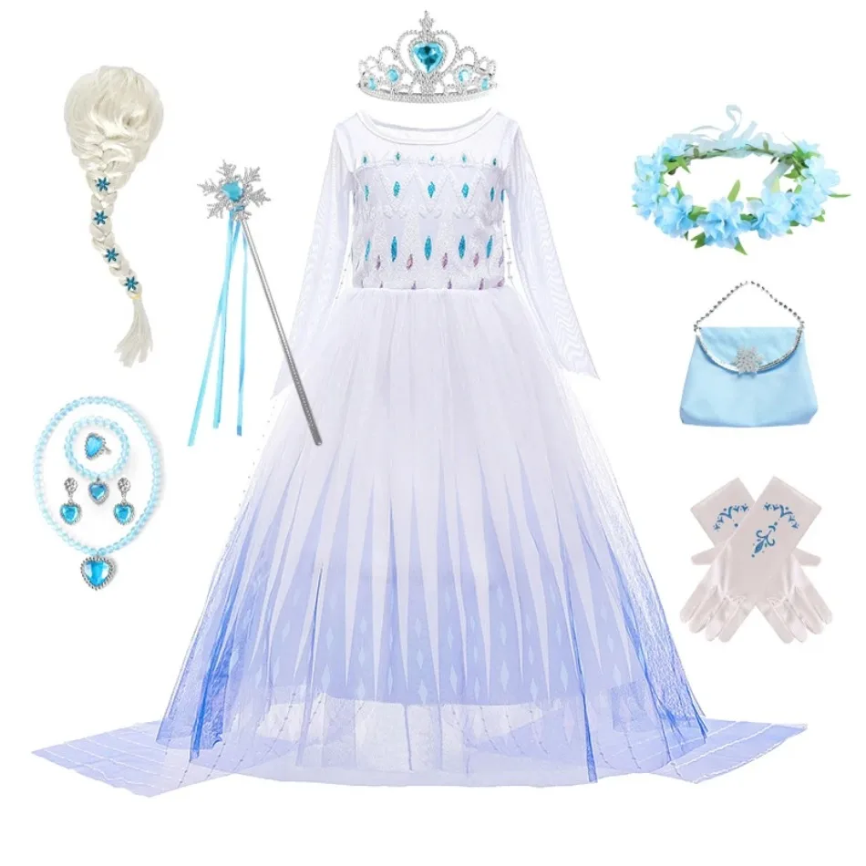 

Baby Girl Dresses for Girls Elsa Princess Dress Snow Queen Elsa Costume Bling Synthetic Crystal Bodice Party Dress Kids Clothing