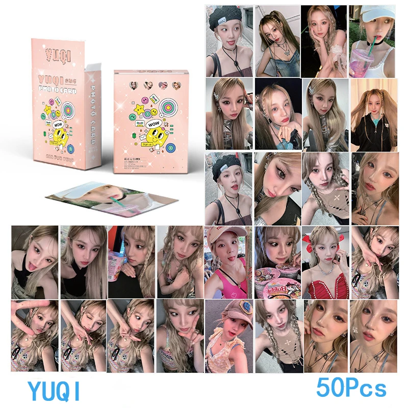 50szt/zestaw KPOP Gidle Album Laser LOMOcard Song Yuqi Minnie MIYEON (G)I-DLE Hologram Card SOOJIN Girl Gift Postcard Photo Card