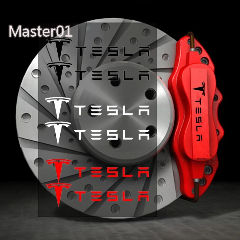 6PCS For Tesla Model 3 Y S X Roadster Modified Vinyl Car Wheel Caliper Stickers Auto Brake Decals Tire Decoration