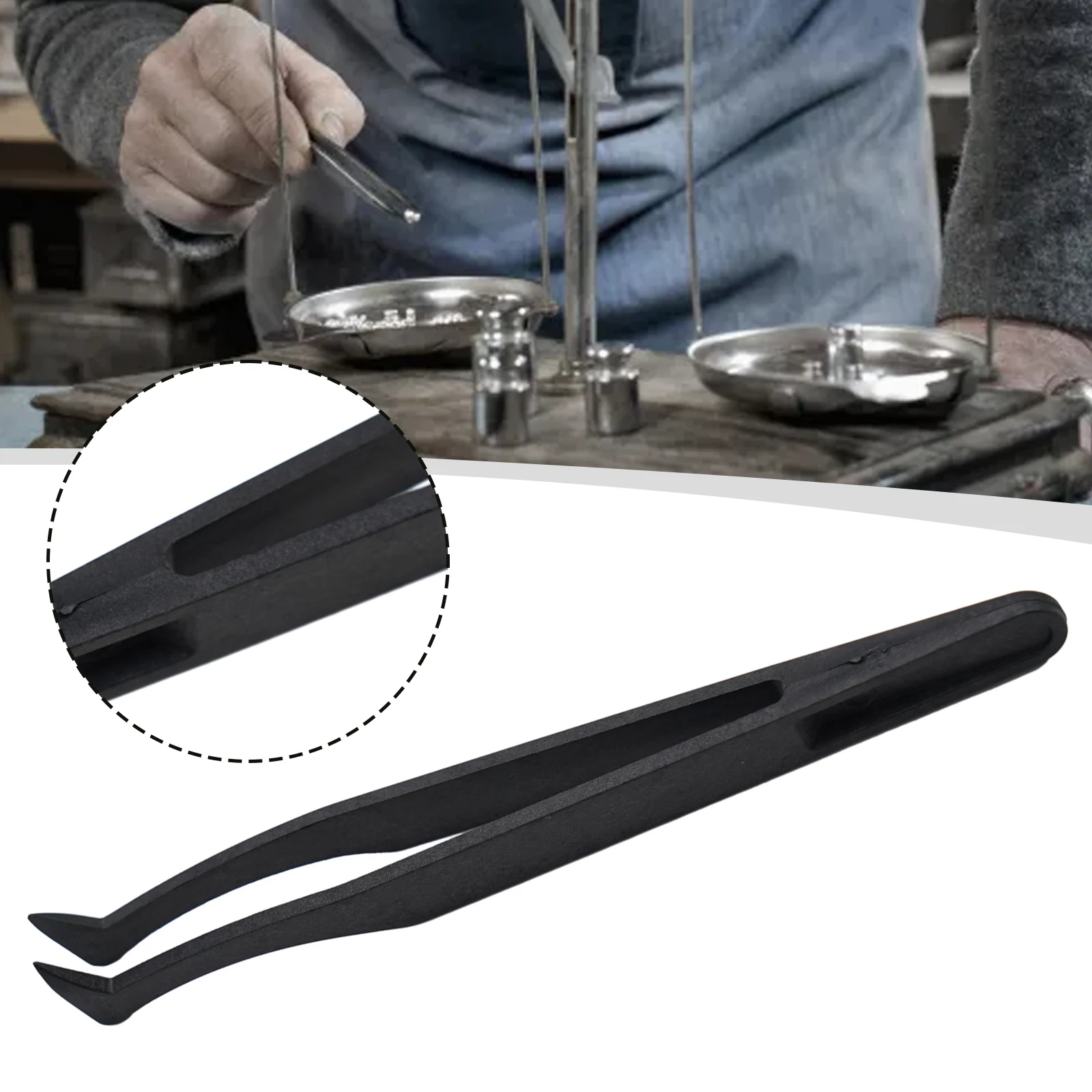 Anti-Static Carbon Fiber Tweezers Precision Maintenance Industrial -=Repair-= Curved Tool Working Model Making Hand Tool