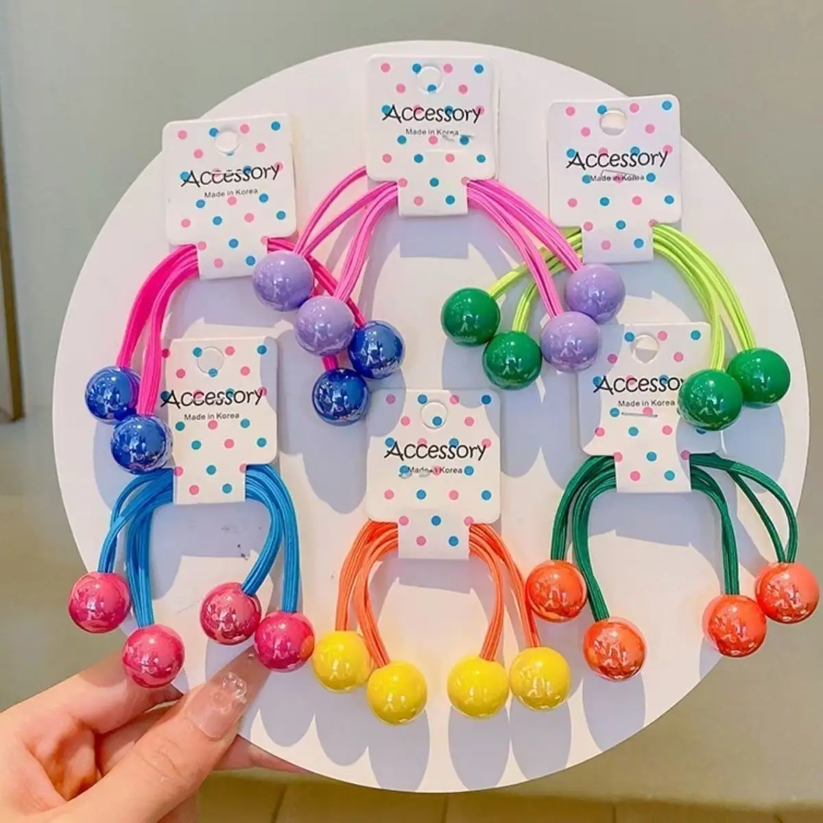 

Innovative Simple children's Rubber Band Head Rope Hair Accessories Candy Color Head Rope High Quality Ball Hair Accessories