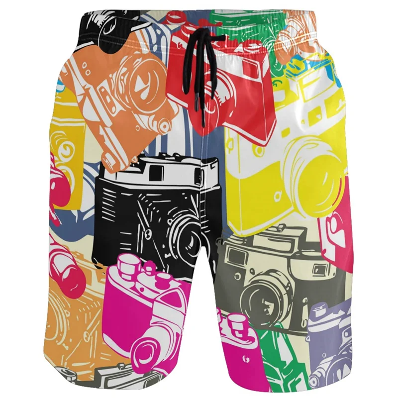 Graffiti Graphic Shorts com Ilusão Óptica, Calças Hip Hop, Impressão 3D, Y2K Board Shorts, Verão, Hawaii Swimsuit, Cool Surf, Swim Trunks