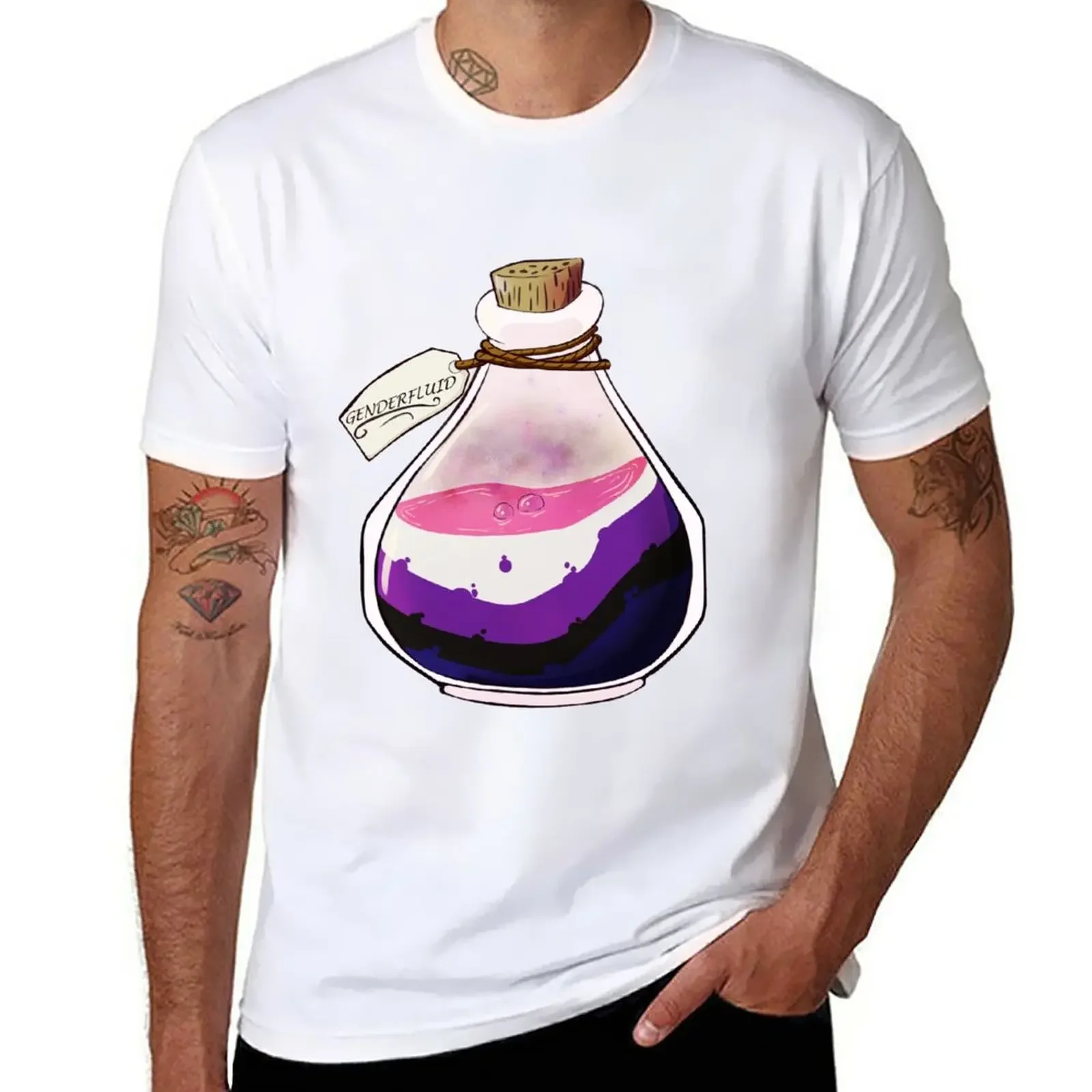 Genderfluid bottle T-Shirt customizeds graphics mens big and tall t shirts