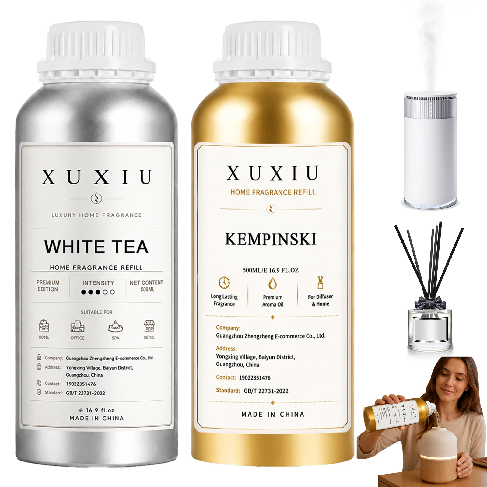 500ML Fire‑Free Oil‑Based Long‑Lasting Essential Oil Refill, Home Bedroom Hotel Indoor Fragrance Replenishing Liquid