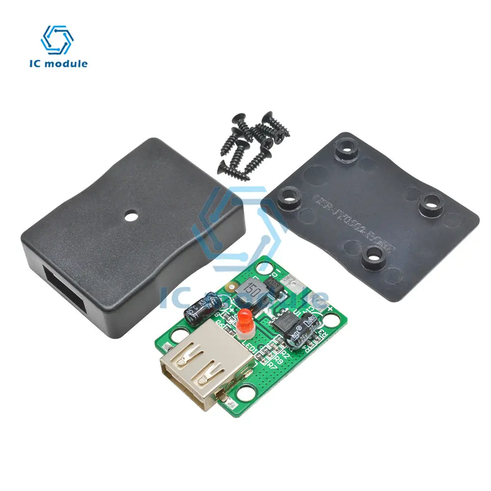 DC 6 -20V módulo convertidor reductor 5V/2A regulador de voltaje USB con caja de conexiones para cargador de Panel Solar DIY