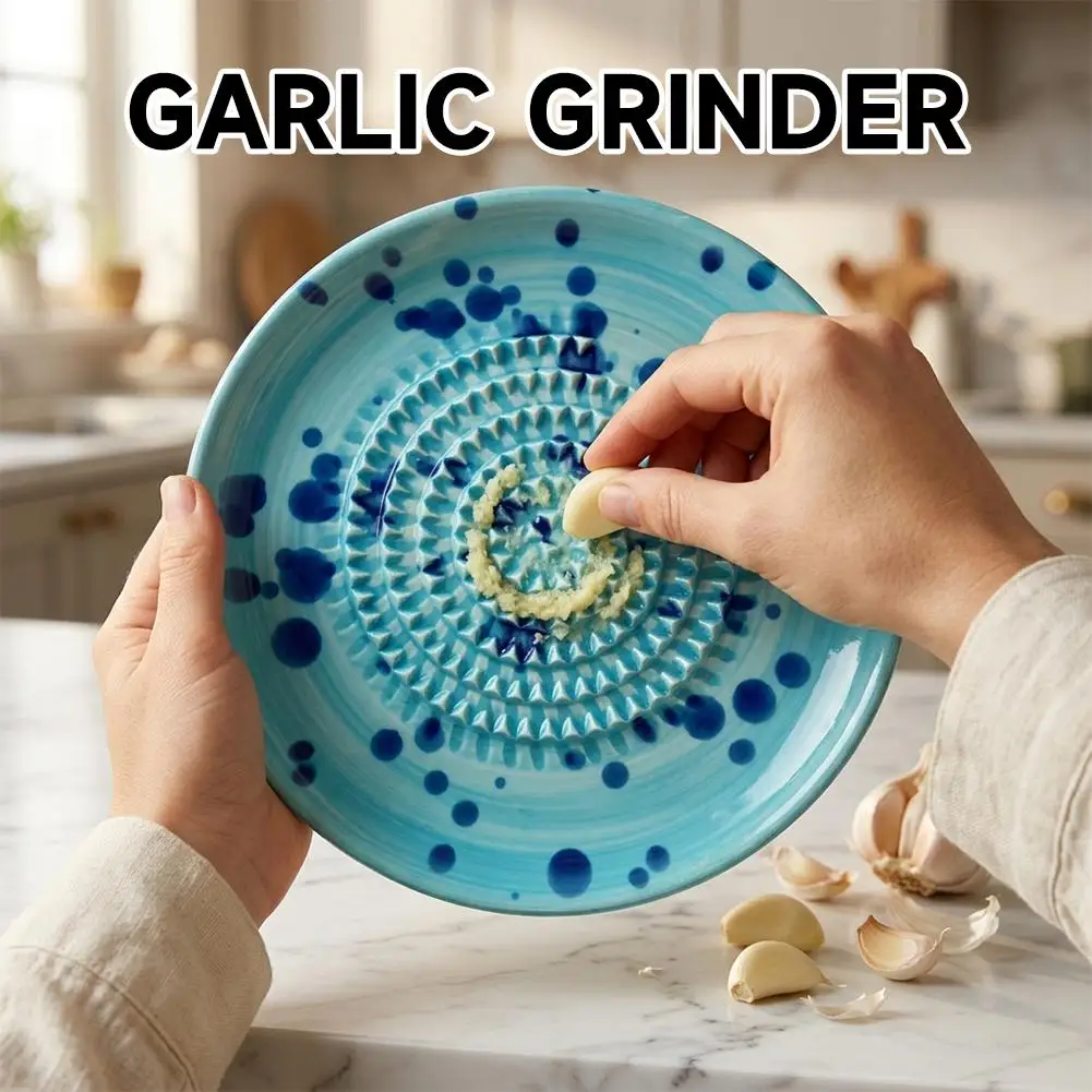 Japanese Style Splashed Ink Ceramic Grinder Auxiliary Food Grinding Bowl Manual Grinder Garlic Grinder Ginger Dish Grinder