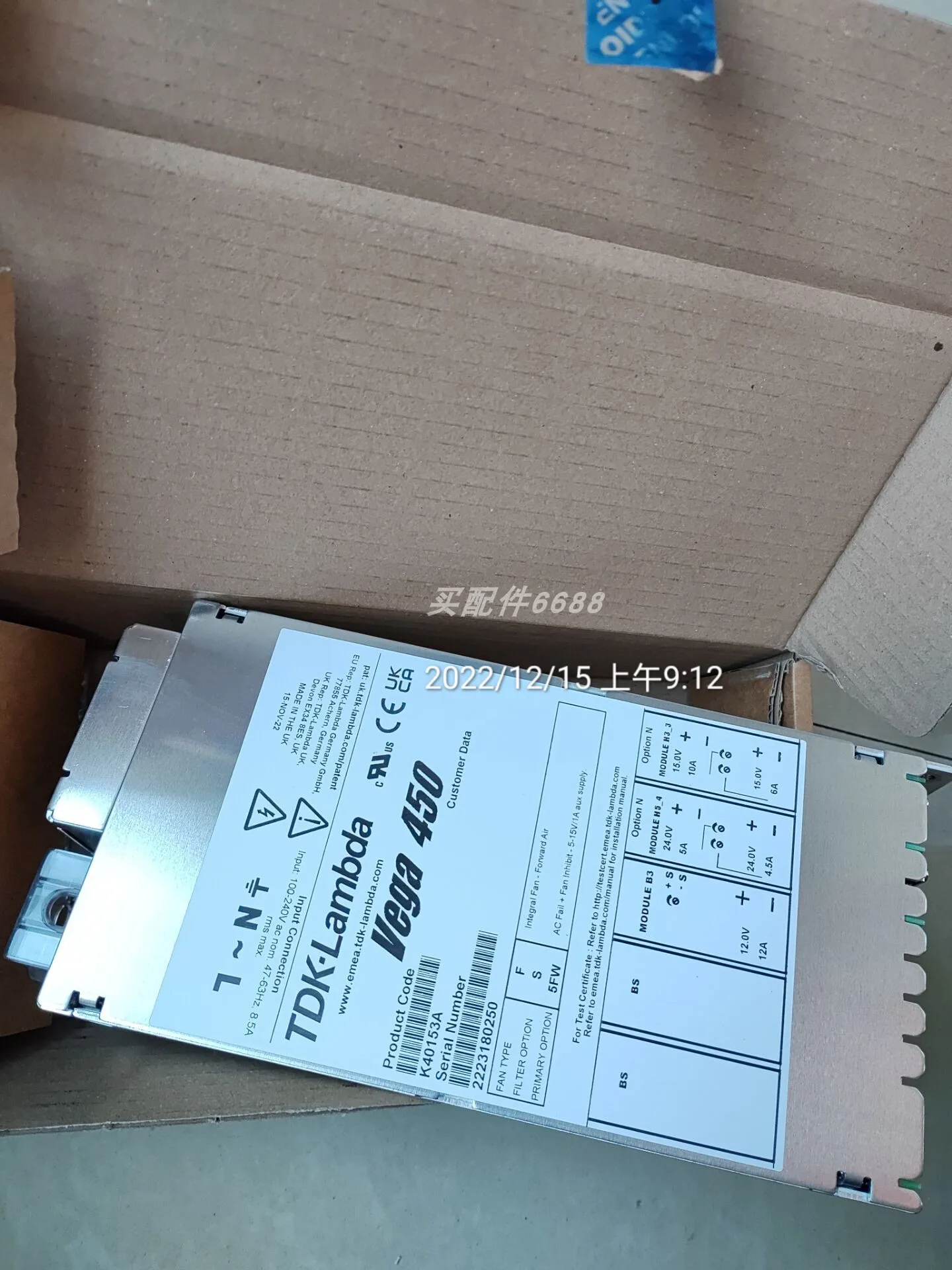Fuente de alimentación TDK-LAMBDA VEGA 450 K40153A original, fuente de alimentación conmutada AE544722441