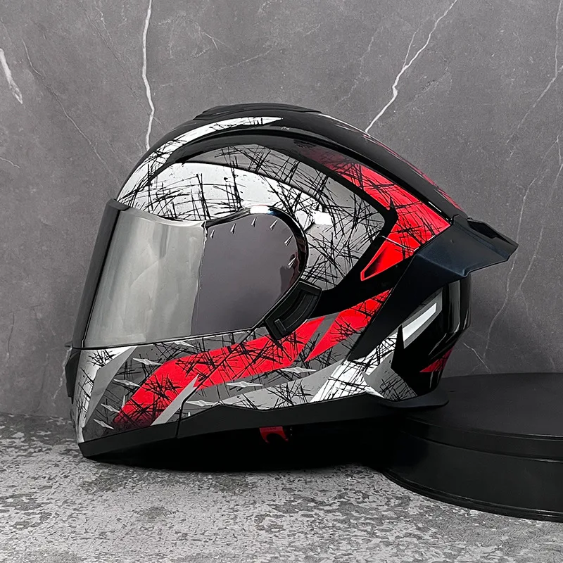

LVS Helmet Full Coverage Dual Lens Open Face Helmet Bluetooth Personalized Half Helmet Electric Bike Racing Car Men Women