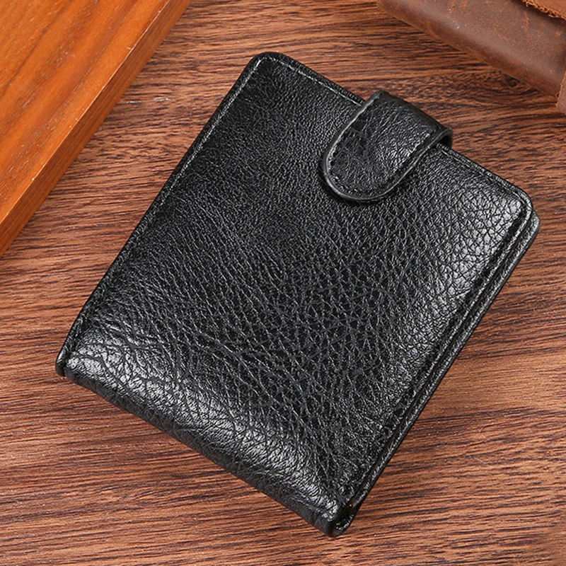 Vintage Wallet For Men Leather Short Hasp Men Wallets Durable Coin Pouch Male Slim Photo ID Card Holders Purse Money Clip