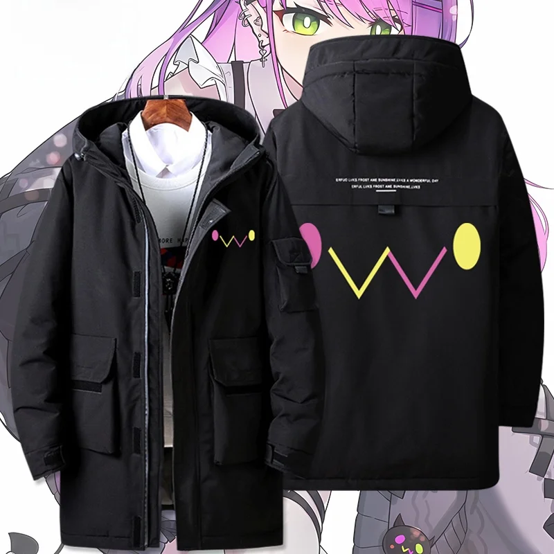 

Зимнее пальто ex Hololive Virtual Broaast down Jaet с капюшоном, на молнии, с длинными рукавами, средней длины, из полиэфирного волокна