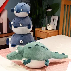 Simulation Fat Round Crocodile Puffer Fish Plush Toys Stuffed Lifelike Animal Doll Soft Pillow Cute Gift