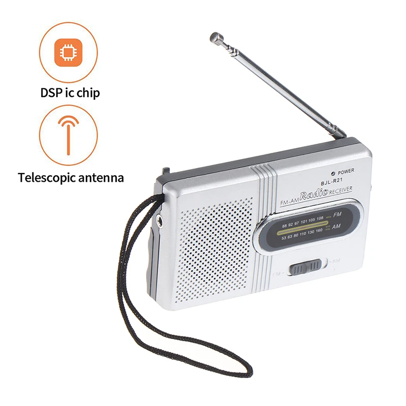 Portable Mini Radio Handheld AM FM Music Player Speaker Outdoor Stereo Radio with Telescopic Antenna