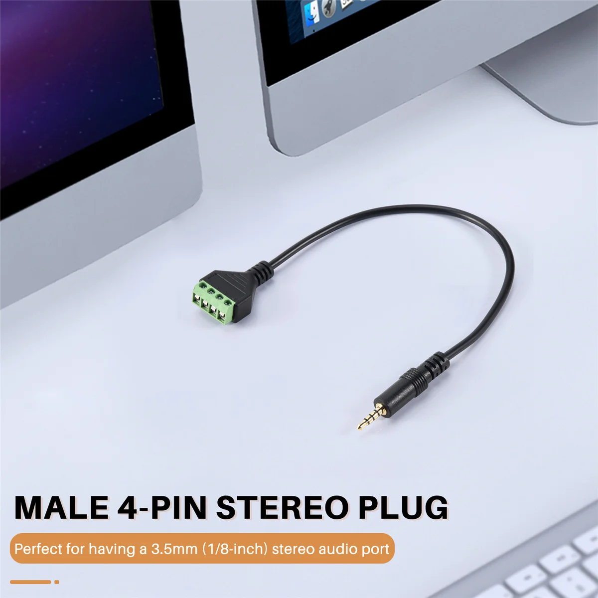 3.5mm Screw Terminal Adapter Speaker Cable 4-Core Stereo TRRS Male Hole to AV 4 Screw Terminal Balun Connector Cable image 6