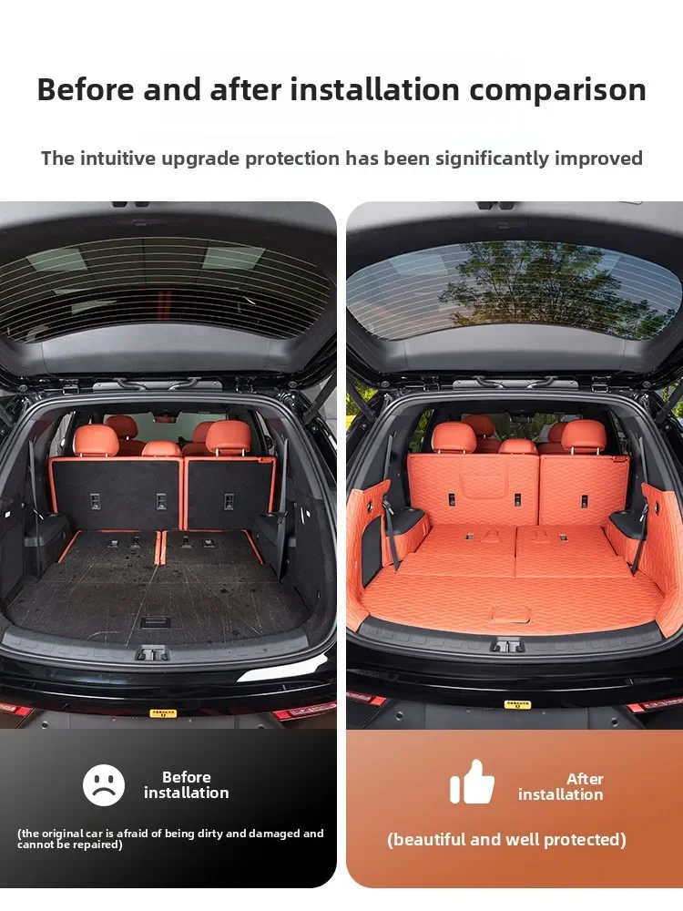 For BYD Sealion 8 Tang L DMi/EV Car Trunk Mats Waterproof Boot Carpets Full Surrounded Leather Trunk Protective Pad Cargo Liner