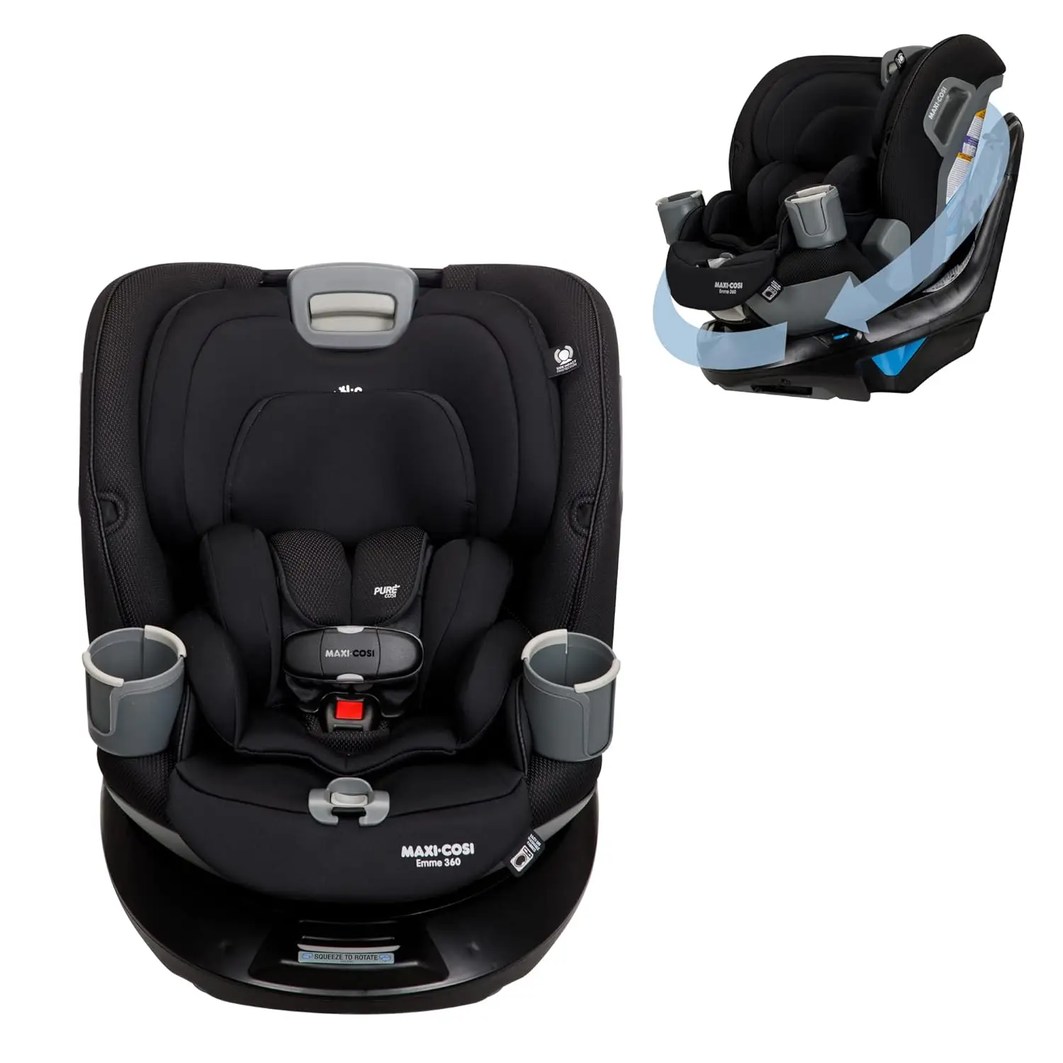 360 Car Seat: Rotating Car Seat 360, All-in-One Convertible, 360 Rotation, Swivel in Midnight Black