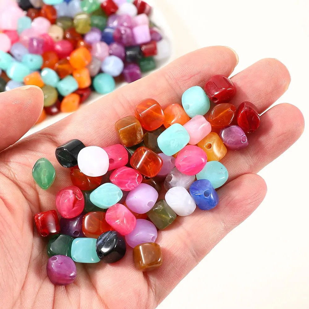 50 Stück Acrylperlen in verschiedenen Farben, 11×8 mm, unregelmäßige glänzende lose Abstandsperlen für die Schmuckherstellung, DIY-Armband- und Halskettenzubehör – Detail 2