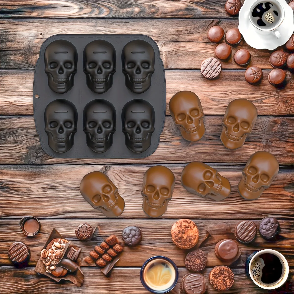 Skull Mold 3D Silicone Mold Candy Mold Chocolate Mold Ice Cube Tray  for DIY Cake Decorating Tool Baking Tools Accessories