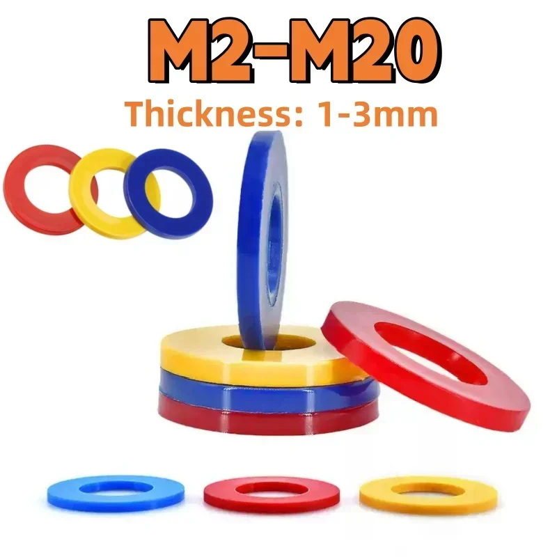 

Nylon Washer M2 M2.5 M3M4M5 M6 M8 M10 M12 M14 M16 M18 M20 Red Yellow Blue Flat Gasket Insulation Waterproof Sealing Hard Washers