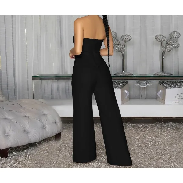 Strapless Jumpsuit Woman New 2026 Spring and Autumn Fashion Single Breasted Strapless Casual Sleeveless Conjoined Pants Suit