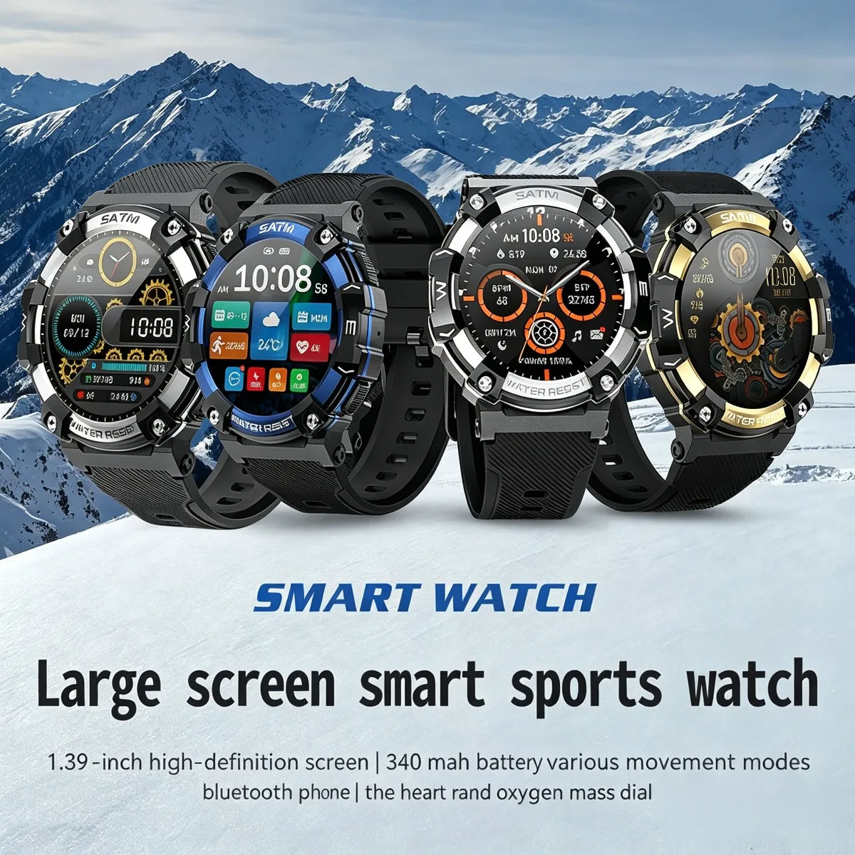 

1.37-Inch TFT HD Round Screen Smart Band Health & Fitness Tracker Watch Waterproof Dustproof Outdoor Sports Watch with Bluetooth