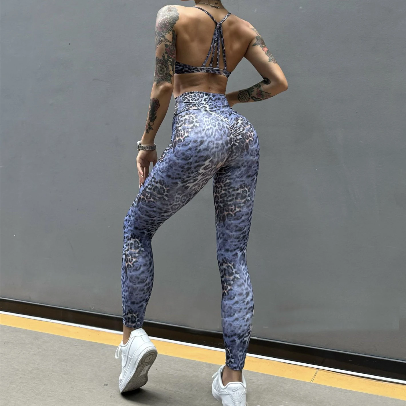 1/2PCS Leopard Yoga Set Women Tracksuit Gym Legging Women Sportswear Fitness Sport Outfit Clothes Scrunch Pant Athletic Suit