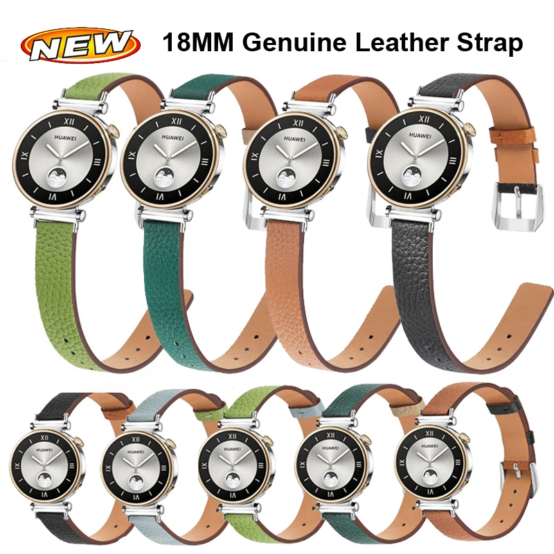 18MM Genuine Leather Strap For Huawei Watch GT4 41MM Bracelet Correa Band For Garmin Venu 3S 2S/Vivoactive 4S 3S Wristband Belt