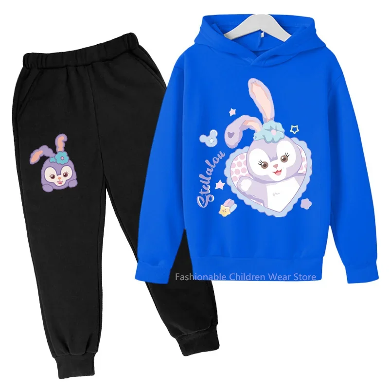 New Disney StellaLou Ballet Rabbit Hoodie + Pants Set for Boys & Girls - Cute & Functional for Autumn & Spring Outfits