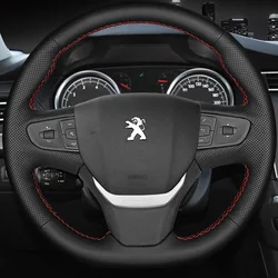 Custom Hand-Stitched Non-Slip Leather Steering Wheel Cover For Peugeot 408 2014-2019 Traveller 2016-2019 Citroen C3-XR 2015-2019