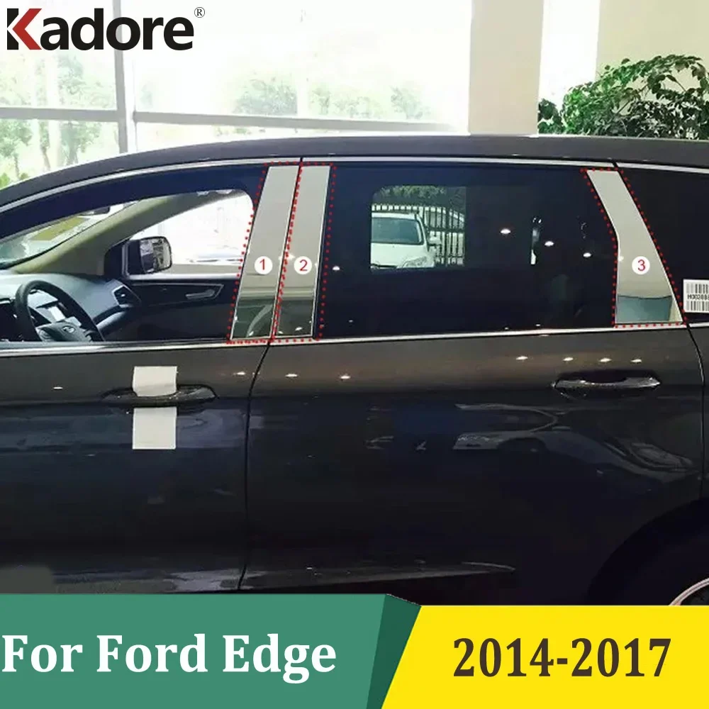 For Ford Edge 2015 2016 2017 Window B C pillars Decorative Trim Sticker Stainless Steel Car Styling Exterior Accessories