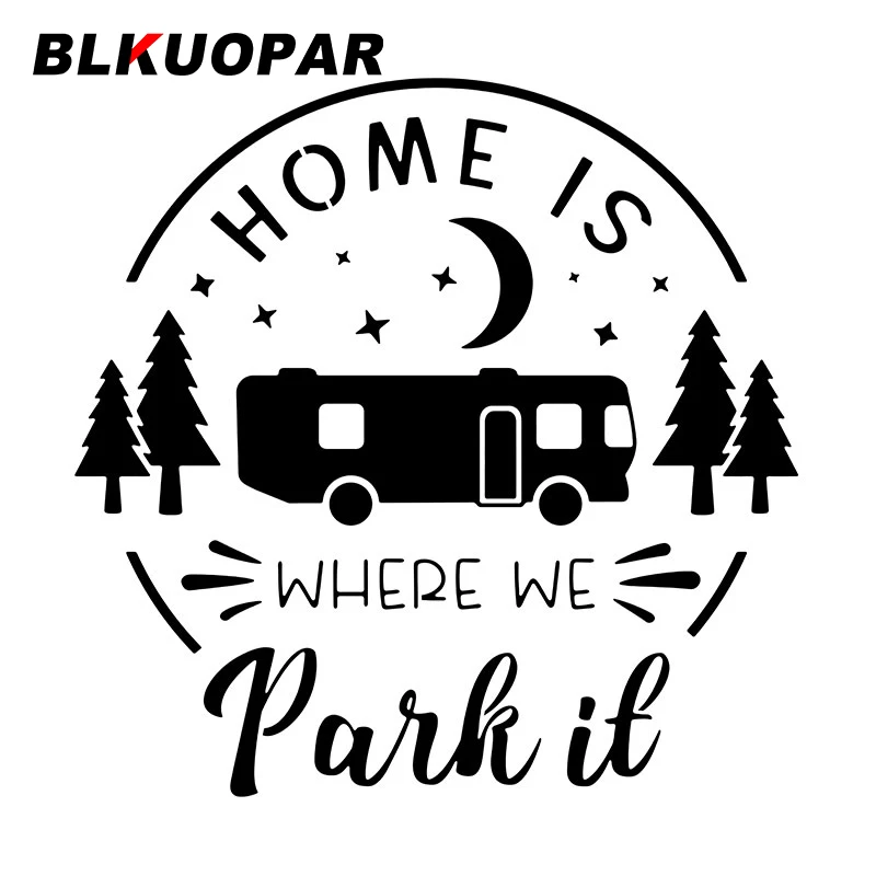 BLKUOPAR Home Is Van Where Me Pattern Text Car Stickers Adventure Decal Sunscreen Die Cut Caravan Windows Car Goods