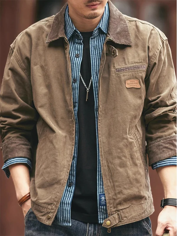 

Мужская куртка в стиле американского ретро, утяжеленная, для работы, модная, осенняя, из чистого хлопка, новая, для активного отдыха, охоты, куртка Haome